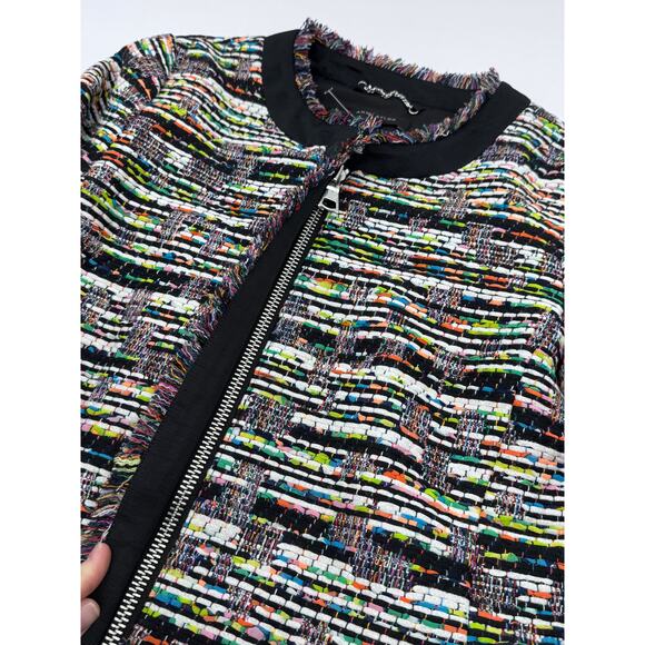 Ann Taylor Tweed Multi Color Zip Up Black Jacket XS - Picture 4 of 6